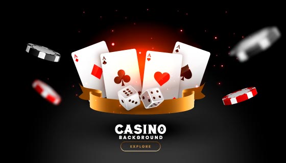 扑克牌骰子和筹码设计赌场背景矢量素材(EPS)