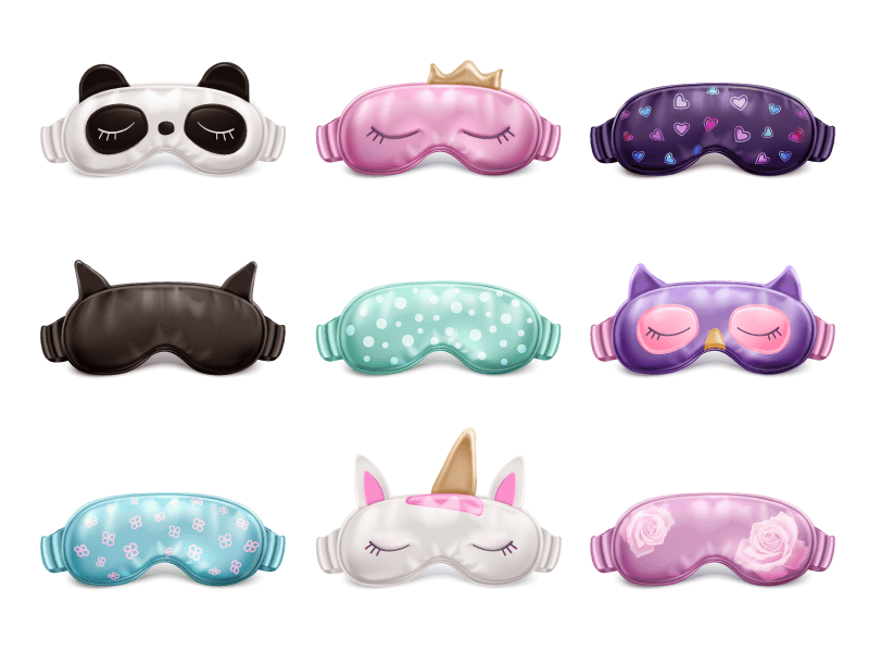 九个可爱动物形状的眼罩矢量素材(EPS)