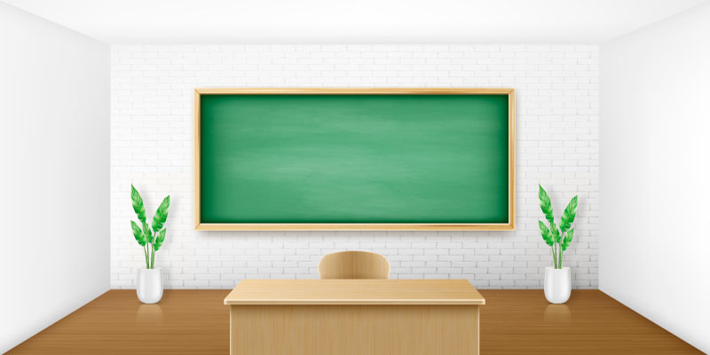 带有绿色黑板的教室矢量素材(EPS)