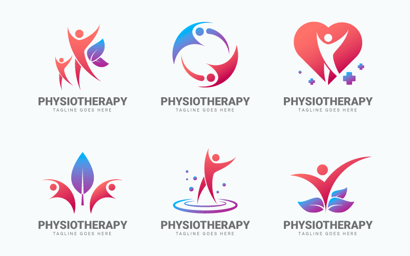 六个物理疗法logo设计矢量素材(AI/EPS/免扣PNG)