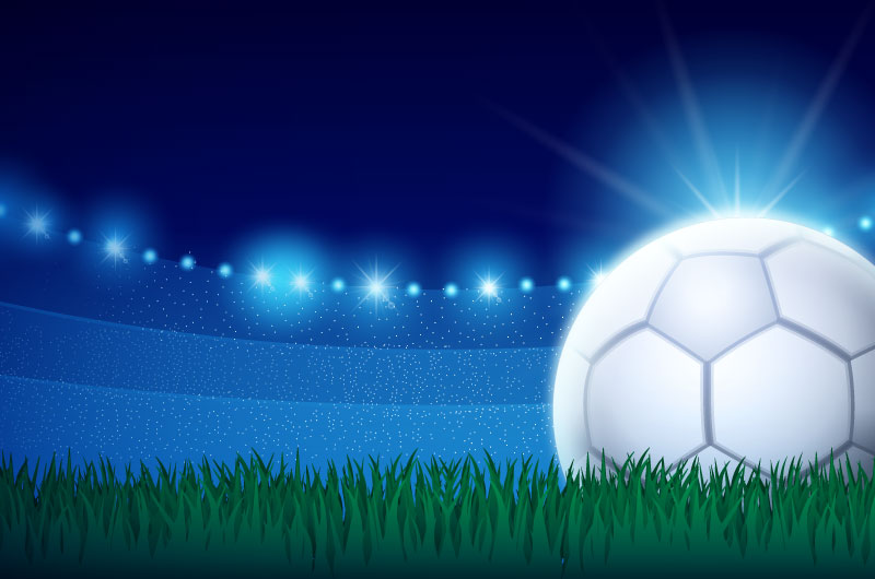 草地上发光的足球矢量素材(AI/EPS)