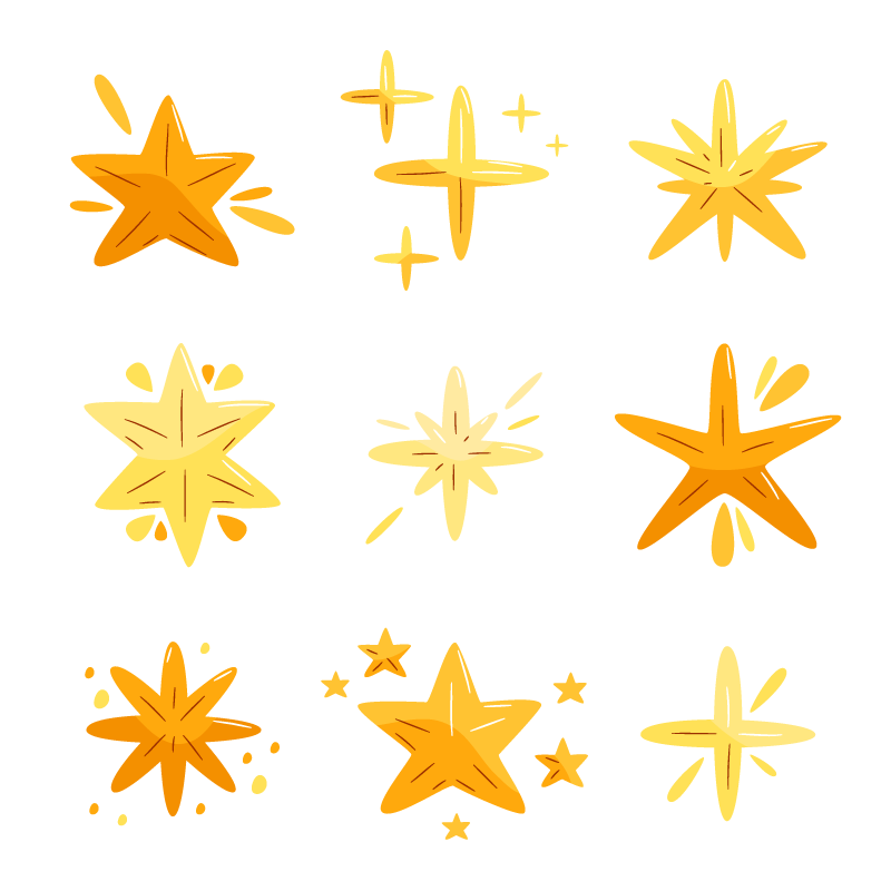九个手绘风格的星星矢量素材(AI/EPS/免扣PNG)
