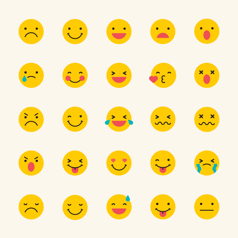 25个黄色可爱的表情矢量素材(EPS/免扣PNG)