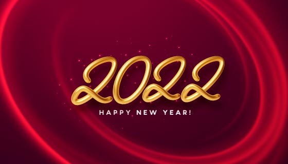 金色数字2022新年快乐背景矢量素材(EPS)