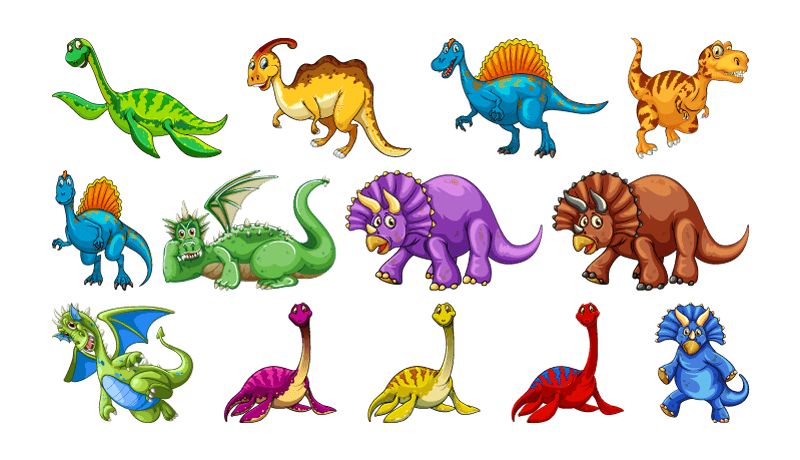 各种各样的卡通恐龙矢量素材(EPS/免扣PNG)
