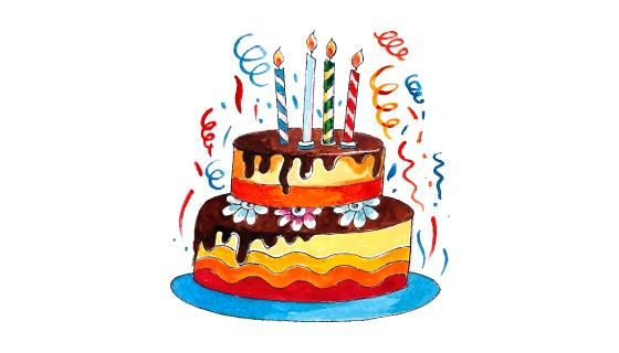 水彩风格的生日蛋糕矢量素材(EPS)