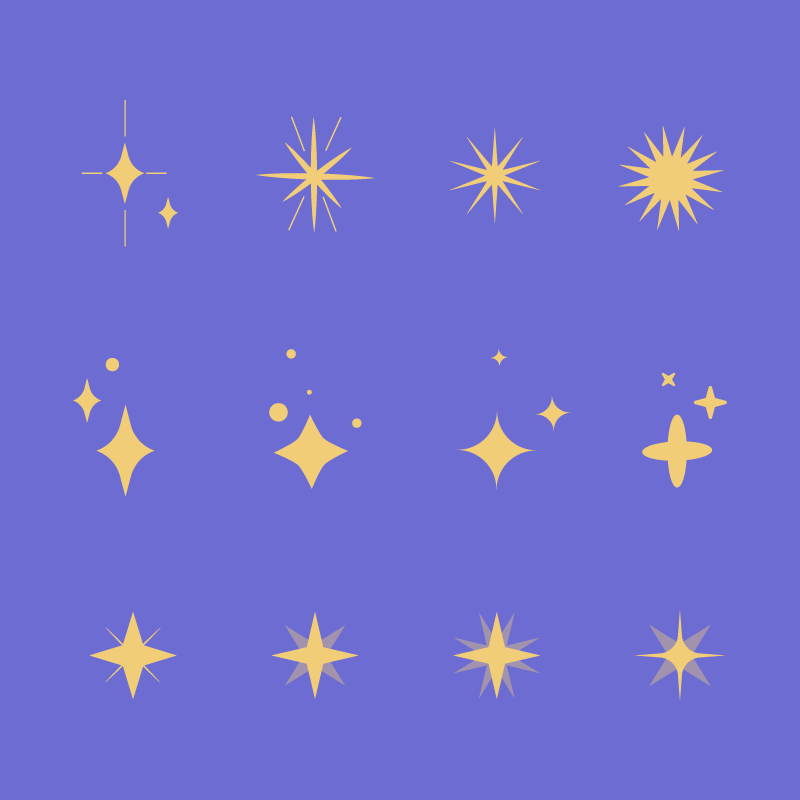 12个扁平风格的星星矢量素材(AI/EPS/免扣PNG)