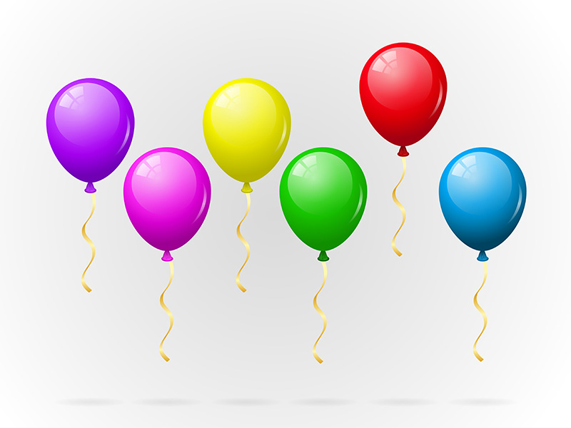 6个彩色气球矢量素材(EPS/PNG)