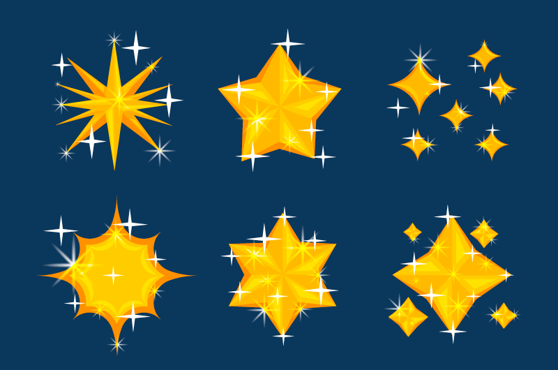 六个金光闪闪的星星矢量素材(AI/EPS)