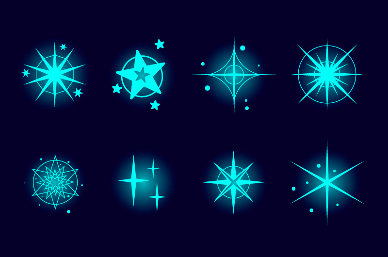 八个闪耀的星星矢量素材(AI/EPS/免扣PNG)