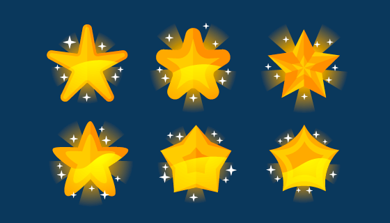 六个金光闪闪的星星矢量素材(AI/EPS/PNG)