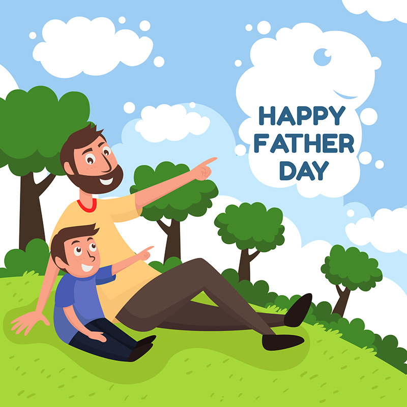 爸爸和儿子在自然中的父亲节背景矢量素材(EPS/AI)