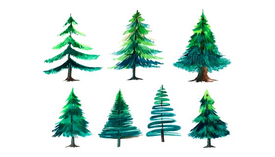 水彩风格的圣诞树矢量素材(EPS)