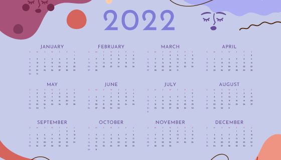 扁平可爱风格的2022年日历矢量素材(AI/EPS)