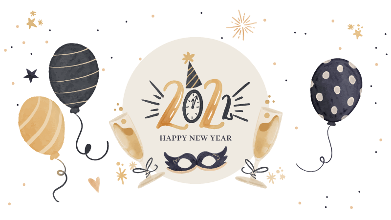 气球和香槟设计2022新年快乐矢量素材(AI/EPS)