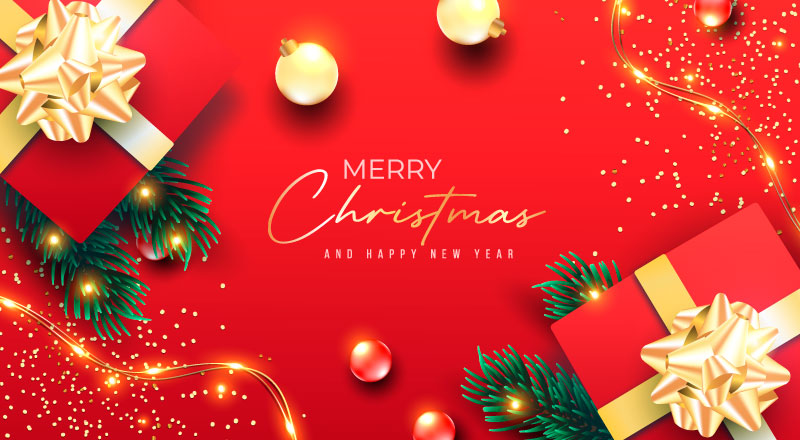 逼真的礼物设计的红色圣诞节背景/壁纸矢量素材(EPS)