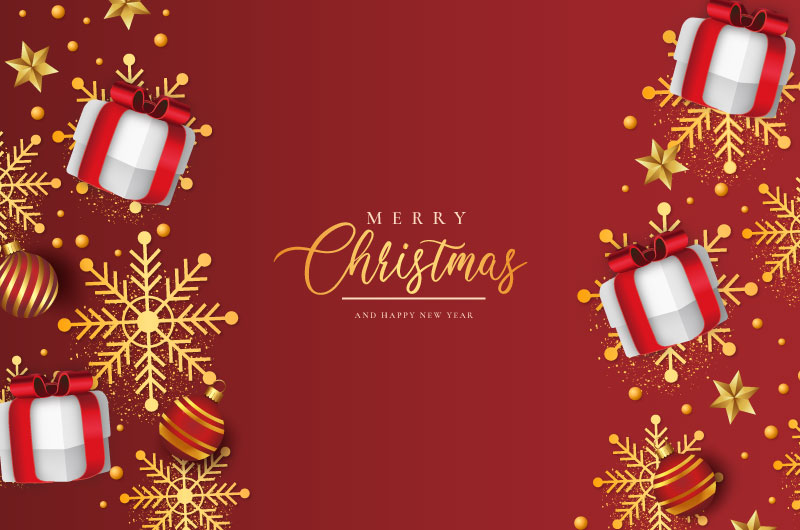雪花和礼物设计圣诞节背景/壁纸矢量素材(EPS)