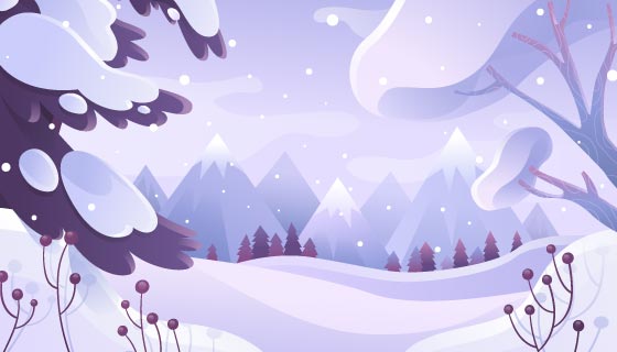 梦幻风格的冬季景观矢量素材(AI/EPS)