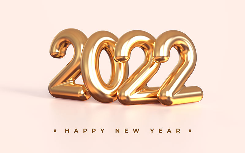 金色立体数字设计2022新年快乐素材(PSD)
