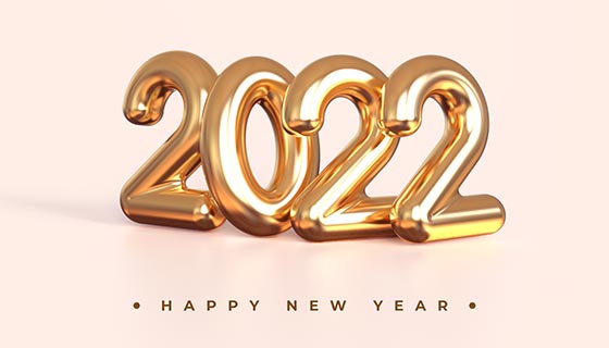 金色立体数字设计2022新年快乐素材(PSD)