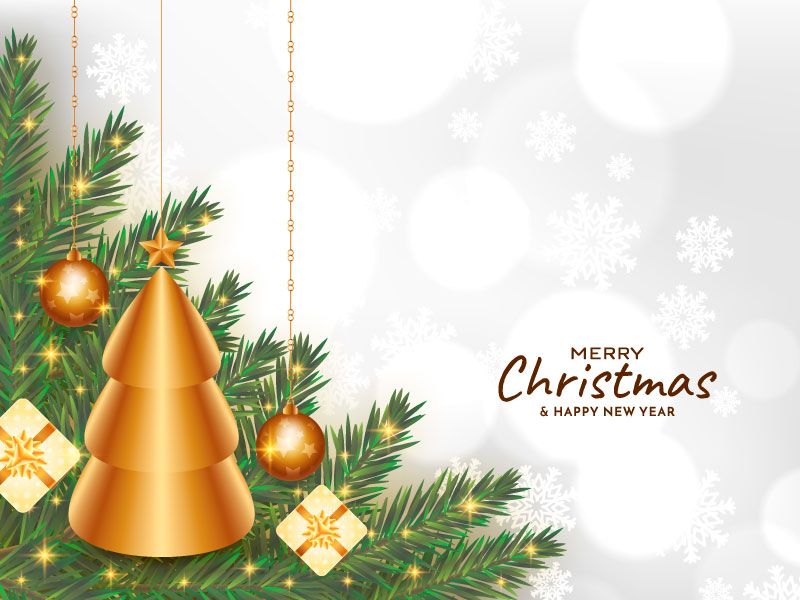 金色优雅的装饰设计圣诞节背景矢量素材(EPS)