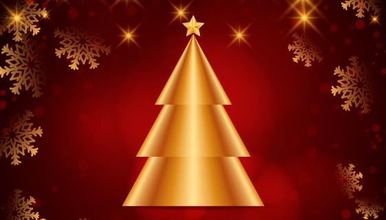 金色圣诞树设计的圣诞节背景矢量素材(EPS)