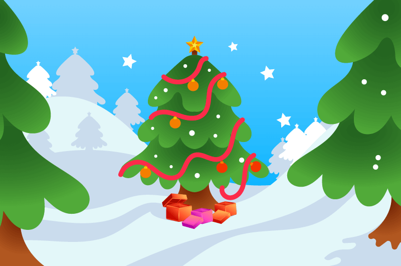 雪地里的圣诞树设计的圣诞节背景矢量素材(EPS)