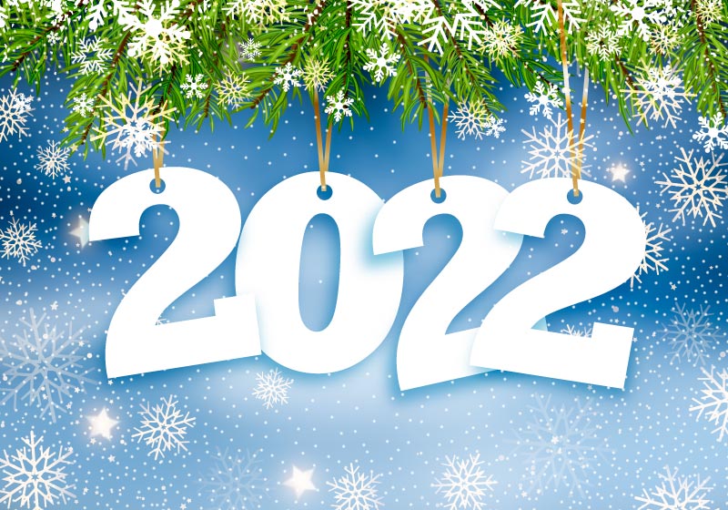 漫天飘雪2022新年快乐背景矢量素材(EPS)
