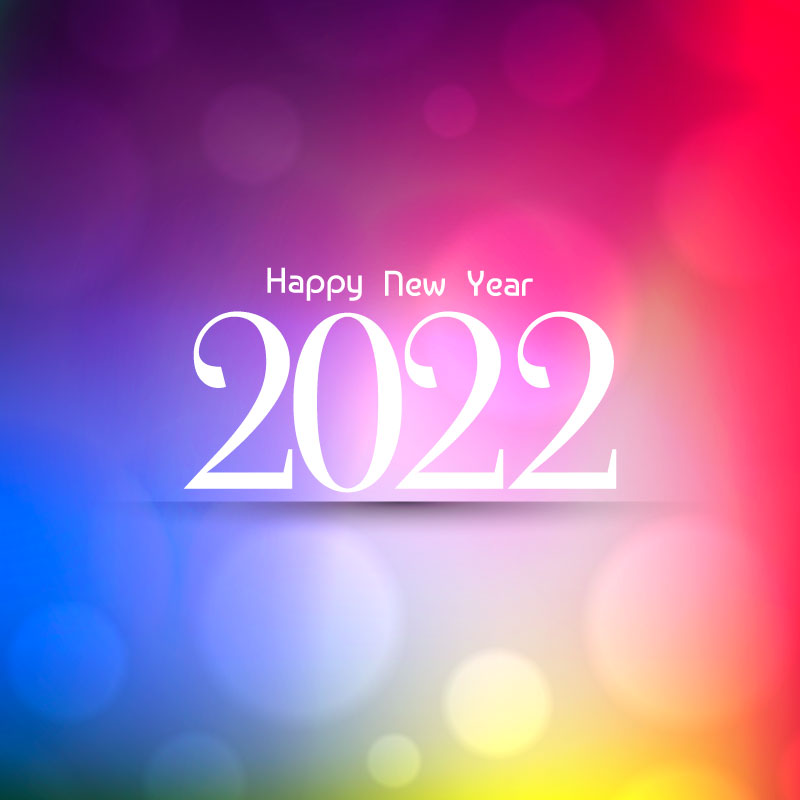 多彩散景设计2022新年快乐背景矢量素材(EPS)