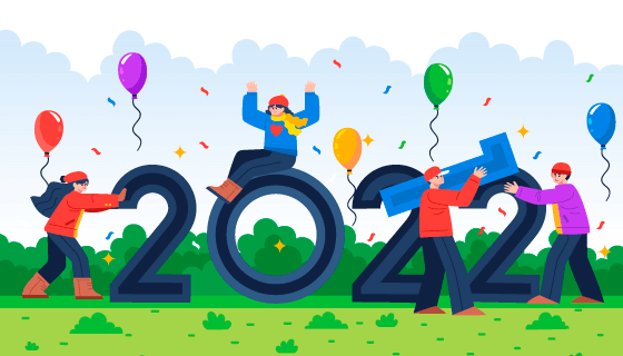 2021辞旧迎新到2022年插画矢量素材(AI/EPS)