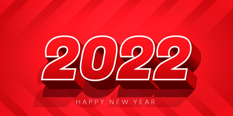 红色立体数字2022新年快乐矢量素材(EPS)