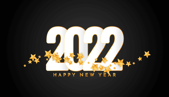 金色星星点缀设计的2022新年快乐背景矢量素材(EPS)
