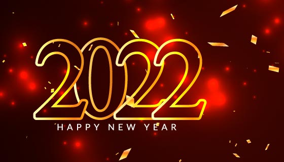 金色纸屑设计的2022新年快乐banner矢量素材(EPS)