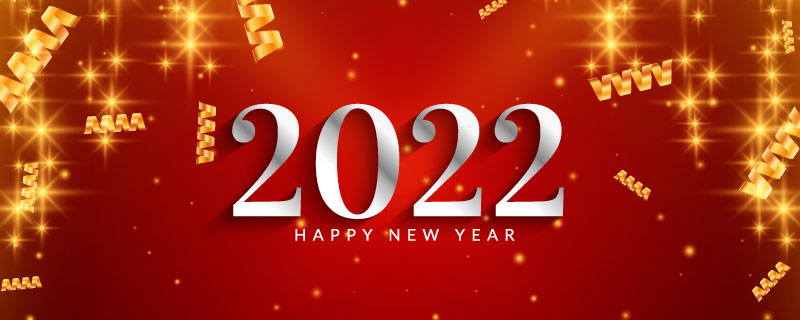 金色闪亮的2022新年快乐banner矢量素材(EPS)