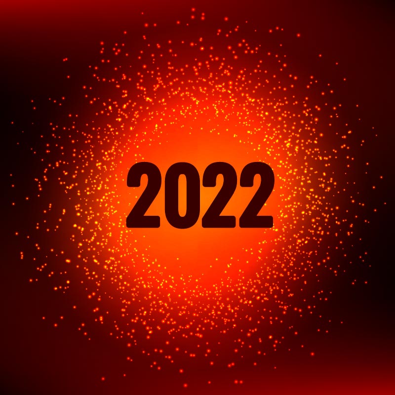 红色爆炸粒子设计2022新年快乐背景矢量素材(EPS)