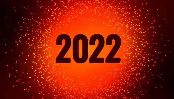 红色爆炸粒子设计2022新年快乐背景矢量素材(EPS)