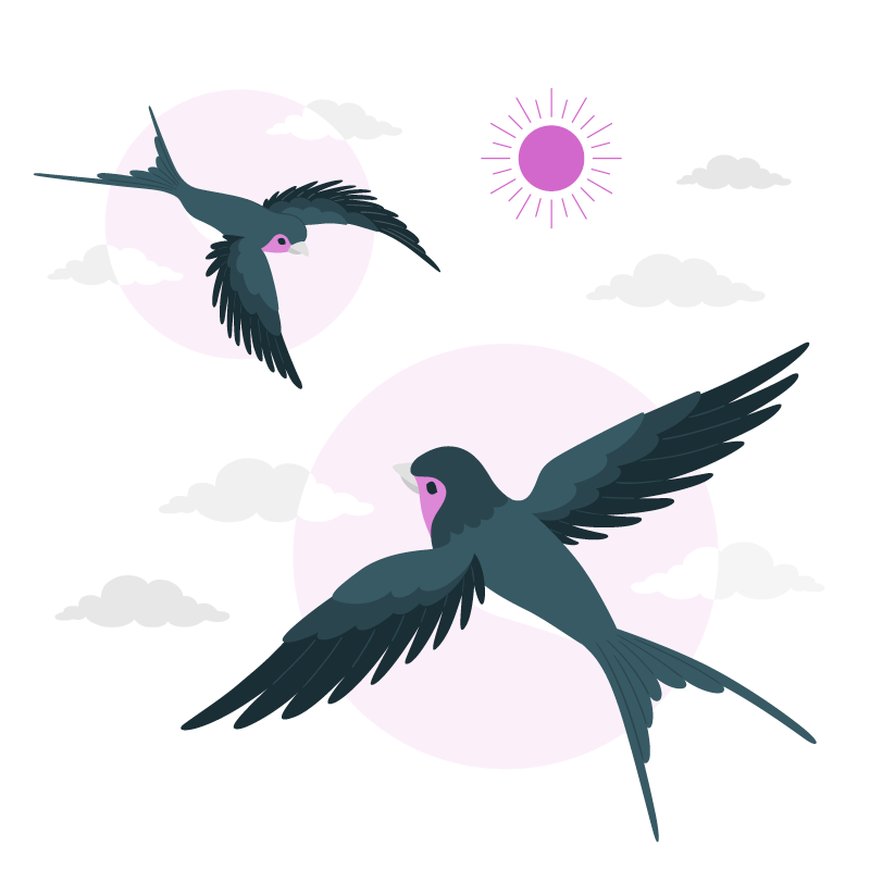两只在天空中飞翔的燕子插画矢量素材(AI/EPS)