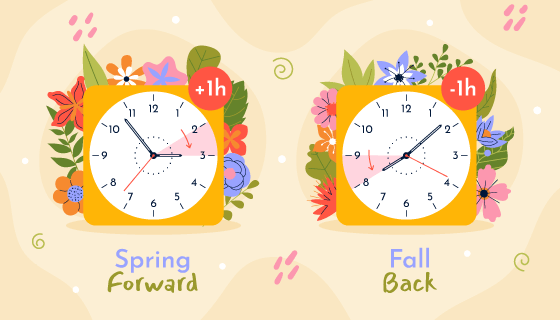 两个花卉装饰的时钟矢量素材(AI/EPS)