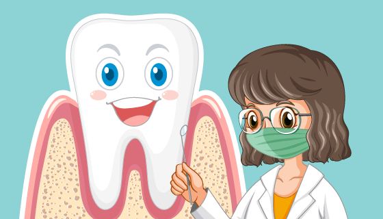 正在检查牙齿的牙医矢量素材(EPS)