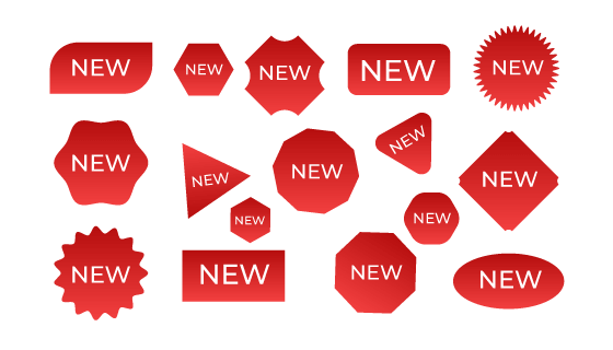 不同形状和样式的红色new标签/角标矢量素材(EPS/PNG)