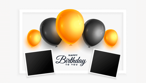 气球和相框设计生日快乐背景矢量素材(EPS)