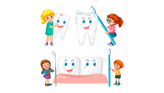 爱护保护牙齿的小朋友矢量素材(EPS/PNG)