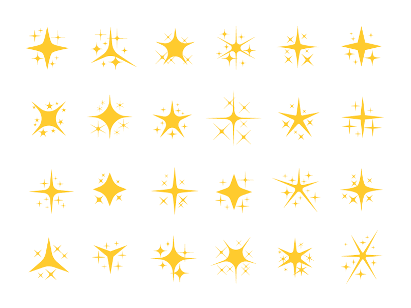 24个不同的闪亮星星矢量素材(EPS/免扣PNG)