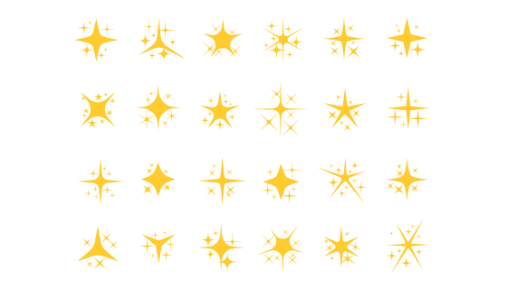 24个不同的闪亮星星矢量素材(EPS/PNG)