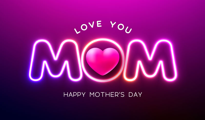 霓虹字母MOM设计母亲节快乐矢量素材(EPS)