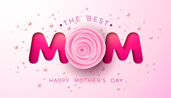 粉色MOM字母设计母亲节快乐矢量素材(EPS)