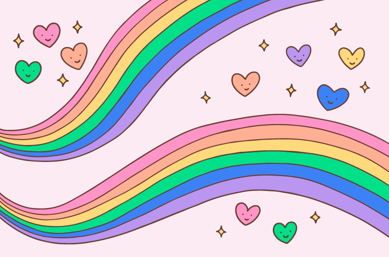 手绘风格的彩虹和星星背景矢量素材 Ai Eps Dowebok