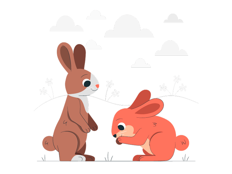 两只正在觅食的兔子插画矢量素材(AI/EPS)