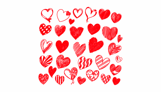 各种各样的手绘红色爱心矢量素材(EPS/PNG)