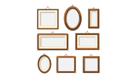 不同大小和款式的木质相框矢量素材(EPS/PNG)